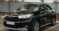 21 999 р. Защита переднего бампера (2 трубыØ63 и 42 мм, нержавейка) SLITKOFF  Toyota Highlander  XU50 (2013-2017) дорестайлинг  с доставкой в г. Пермь. Увеличить фотографию 2