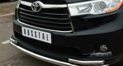 21 999 р. Защита переднего бампера (2 трубыØ63 и 42 мм, нержавейка) SLITKOFF  Toyota Highlander  XU50 (2013-2017) дорестайлинг  с доставкой в г. Пермь. Увеличить фотографию 3