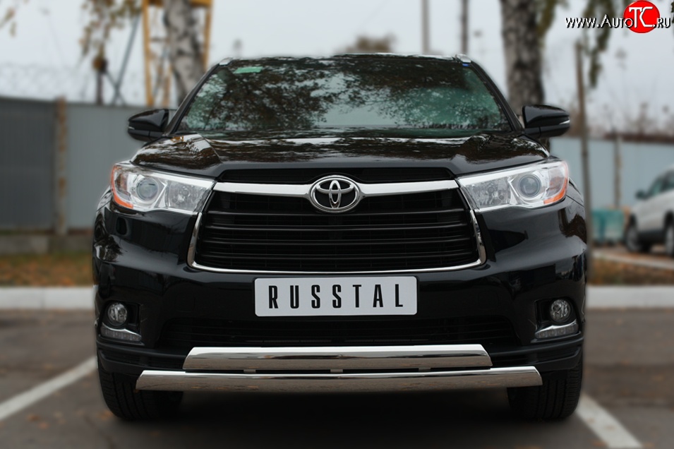 16 499 р. Защита переднего бампера (2 трубыØ75х42 мм, нержавейка) Russtal Toyota Highlander XU50 дорестайлинг (2013-2017)  с доставкой в г. Пермь