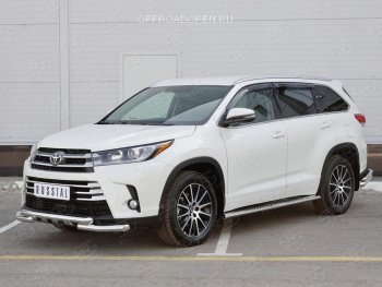26 899 р. Защита переднего бампера (2 трубы Ø63 мм, нержавейка) SLITKOFF  Toyota Highlander  XU50 (2013-2017) дорестайлинг  с доставкой в г. Пермь. Увеличить фотографию 3