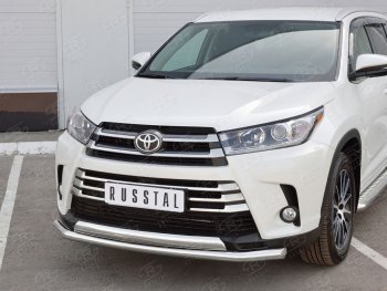 15 999 р. Защита переднего бампера (2 трубы Ø63 и 75х42 мм, нержавейка) Russtal Toyota Highlander XU50 дорестайлинг (2013-2017)  с доставкой в г. Пермь. Увеличить фотографию 2