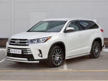 15 999 р. Защита переднего бампера (2 трубы Ø63 и 75х42 мм, нержавейка) Russtal Toyota Highlander XU50 дорестайлинг (2013-2017)  с доставкой в г. Пермь. Увеличить фотографию 3