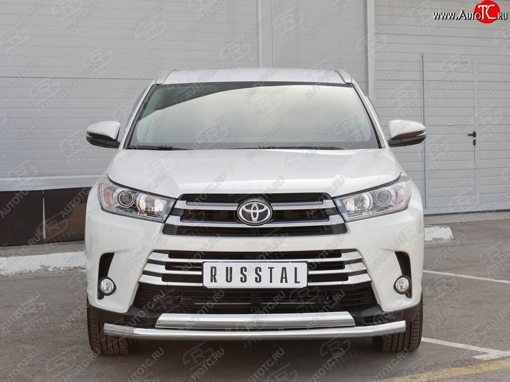 15 999 р. Защита переднего бампера (2 трубы Ø63 и 75х42 мм, нержавейка) Russtal Toyota Highlander XU50 дорестайлинг (2013-2017)  с доставкой в г. Пермь