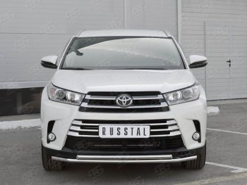 18 599 р. Защита переднего бампера (2 трубыØ42 мм, нержавейка) SLITKOFF  Toyota Highlander  XU50 (2013-2017) дорестайлинг  с доставкой в г. Пермь. Увеличить фотографию 3