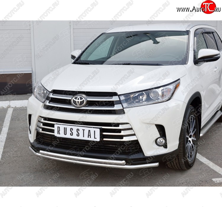18 599 р. Защита переднего бампера (2 трубыØ42 мм, нержавейка) SLITKOFF  Toyota Highlander  XU50 (2013-2017) дорестайлинг  с доставкой в г. Пермь