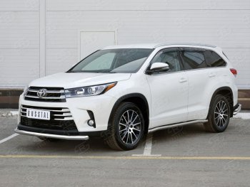 17 999 р. Одинарная защита переднего бампера диаметром 63 мм SLITKOFF  Toyota Highlander  XU50 (2013-2017) дорестайлинг  с доставкой в г. Пермь. Увеличить фотографию 2