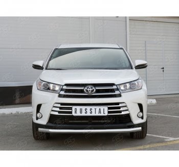 17 999 р. Одинарная защита переднего бампера диаметром 63 мм SLITKOFF  Toyota Highlander  XU50 (2013-2017) дорестайлинг  с доставкой в г. Пермь. Увеличить фотографию 3