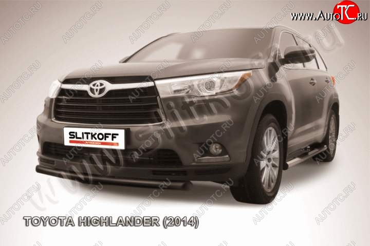 8 999 р. защита переднего бампера Slitkoff  Toyota Highlander  XU50 (2013-2017) дорестайлинг (Цвет: серебристый)  с доставкой в г. Пермь