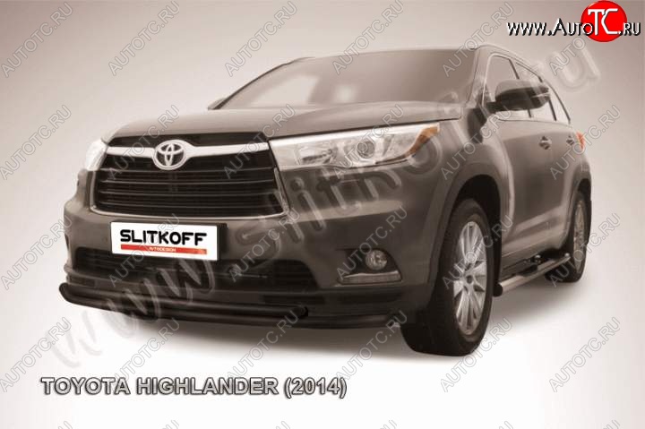 11 999 р. защита переднего бампера Slitkoff  Toyota Highlander  XU50 (2013-2017) дорестайлинг (Цвет: серебристый)  с доставкой в г. Пермь