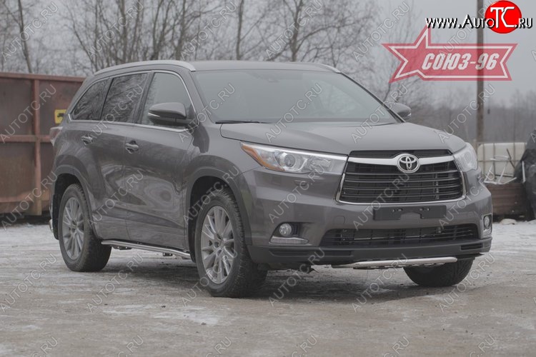 1 043 р. Защита переднего бампера Souz-96 (d42) Toyota Highlander XU50 дорестайлинг (2013-2017)  с доставкой в г. Пермь