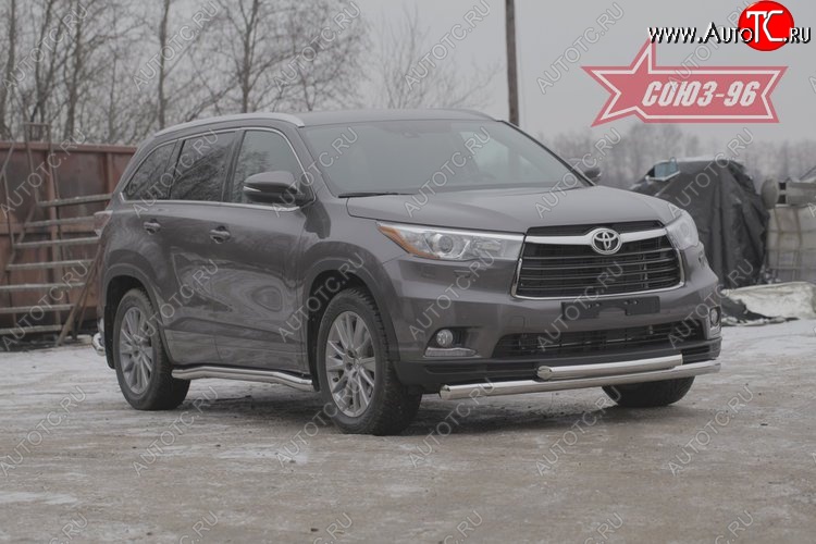 27 629 р. Защита переднего бампера двойная Souz-96 (d76/60)  Toyota Highlander  XU50 (2013-2017) дорестайлинг  с доставкой в г. Пермь