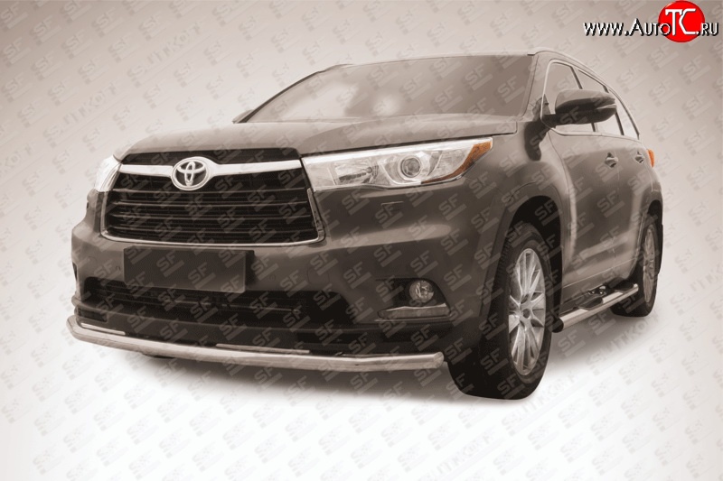 15 949 р. Защита переднего бампера из длинной трубы диаметром 57 мм Slitkoff Toyota Highlander XU50 дорестайлинг (2013-2017) (Цвет: нержавеющая полированная сталь)  с доставкой в г. Пермь