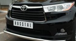 16 999 р. Одинарная защита переднего бампера диаметром 63 мм SLITKOFF  Toyota Highlander  XU50 (2013-2017) дорестайлинг  с доставкой в г. Пермь. Увеличить фотографию 3