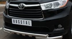 24 649 р. Защита переднего бампера (2 трубы Ø63 мм с зубами, нержавейка) SLITKOFF  Toyota Highlander  XU50 (2013-2017) дорестайлинг  с доставкой в г. Пермь. Увеличить фотографию 3