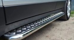 Широкая защита порогов с трубой диаметром 42 мм SLITKOFF Toyota Highlander  XU50 (2013-2017) дорестайлинг