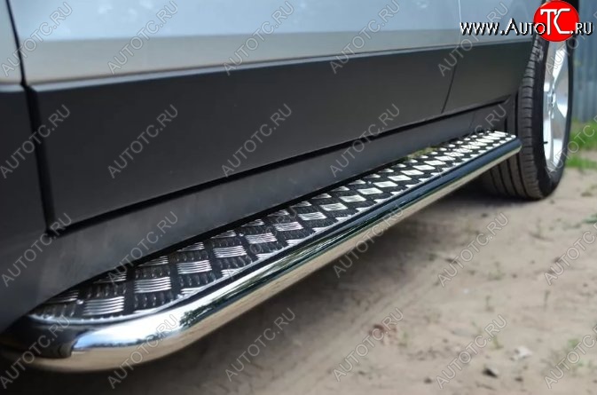 24 649 р. Широкая защита порогов с трубой диаметром 42 мм SLITKOFF Toyota Highlander XU50 дорестайлинг (2013-2017)  с доставкой в г. Пермь