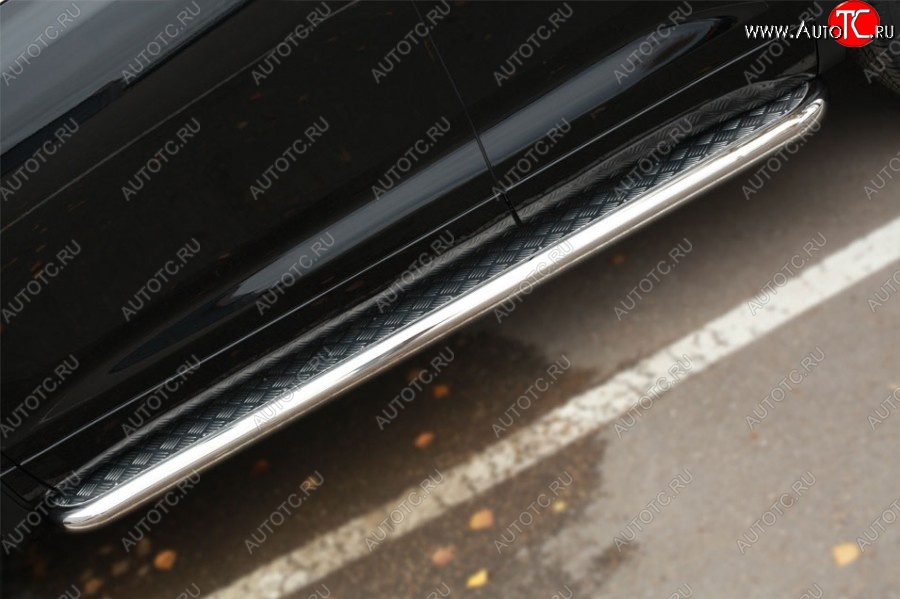 27 999 р. Порожки для ног (Ø63) SLITKOFF  Toyota Highlander  XU50 (2013-2017) дорестайлинг (лист - алюминий, профиль - сталь)  с доставкой в г. Пермь