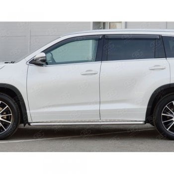 26 999 р. Широкая защита порогов с трубой диаметром 42 мм SLITKOFF v1  Toyota Highlander  XU50 (2013-2017) дорестайлинг  с доставкой в г. Пермь. Увеличить фотографию 2