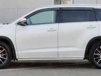 23 799 р. Широкая защита порогов с трубой диаметром 42 мм SLITKOFF v2 Toyota Highlander XU50 дорестайлинг (2013-2017)  с доставкой в г. Пермь. Увеличить фотографию 2