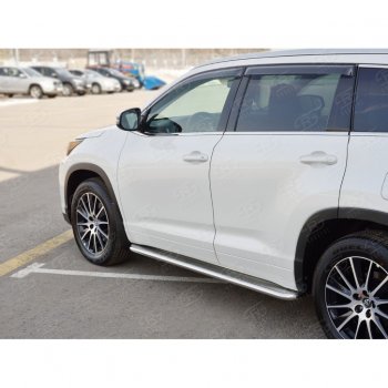 38 699 р. Широкая защита порогов с трубой диаметром 42 мм SLITKOFF v3  Toyota Highlander  XU50 (2013-2017) дорестайлинг  с доставкой в г. Пермь. Увеличить фотографию 3