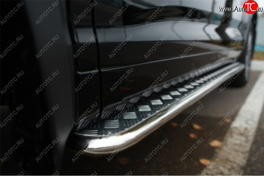 39 999 р. Широкая защита порогов с трубой диаметром 42 мм SLITKOFF v3  Toyota Highlander  XU50 (2013-2017) дорестайлинг  с доставкой в г. Пермь