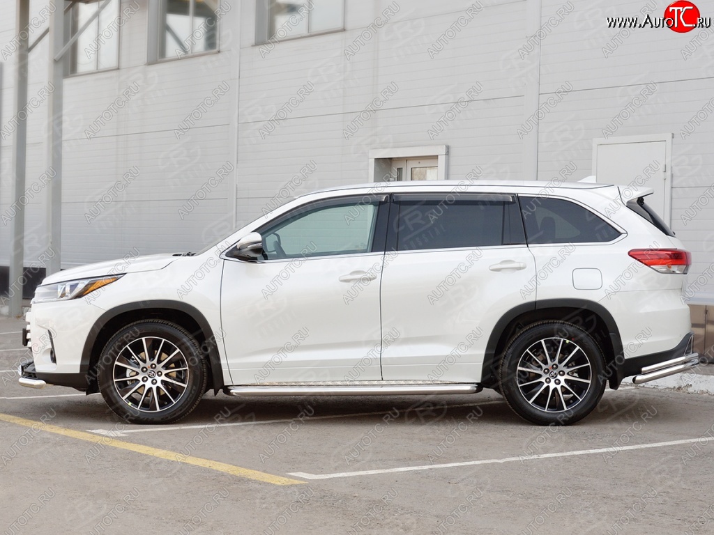 30 799 р. Широкая защита порогов с трубой диаметром 42 мм SLITKOFF v2  Toyota Highlander  XU50 (2013-2017) дорестайлинг  с доставкой в г. Пермь