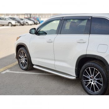 43 999 р. Порожки для ног (Ø63 мм) SLITKOFF  Toyota Highlander  XU50 (2016-2020) рестайлинг (лист - нержавейка, профиль - нержавейка)  с доставкой в г. Пермь. Увеличить фотографию 2