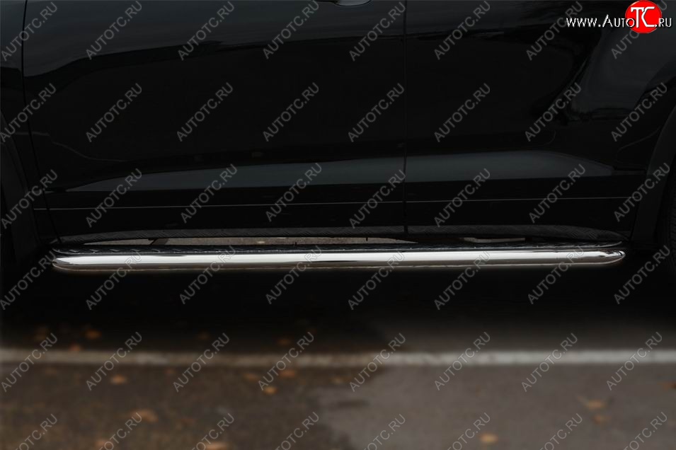 43 999 р. Порожки для ног (Ø63) SLITKOFF  Toyota Highlander  XU50 (2013-2017) дорестайлинг (лист - нержавейка, профиль - нержавейка)  с доставкой в г. Пермь