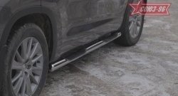 17 819 р. Защита порогов с проступью Souz-96 (d76) Toyota Highlander XU50 дорестайлинг (2013-2017)  с доставкой в г. Пермь. Увеличить фотографию 2