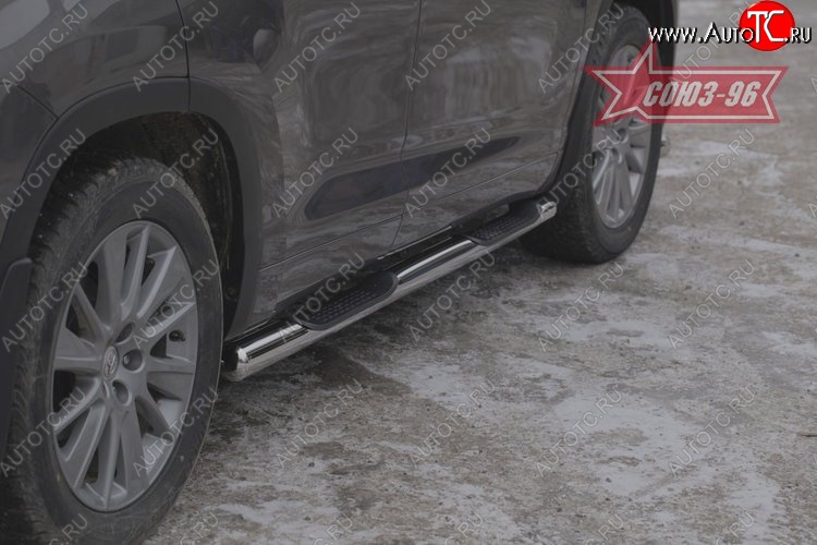 17 819 р. Защита порогов с проступью Souz-96 (d76) Toyota Highlander XU50 дорестайлинг (2013-2017)  с доставкой в г. Пермь