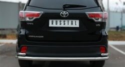 20 999 р. Защита заднего бампера (Ø63 и 42 мм, с углами, нержавейка) SLITKOFF  Toyota Highlander  XU50 (2013-2017) дорестайлинг  с доставкой в г. Пермь. Увеличить фотографию 2