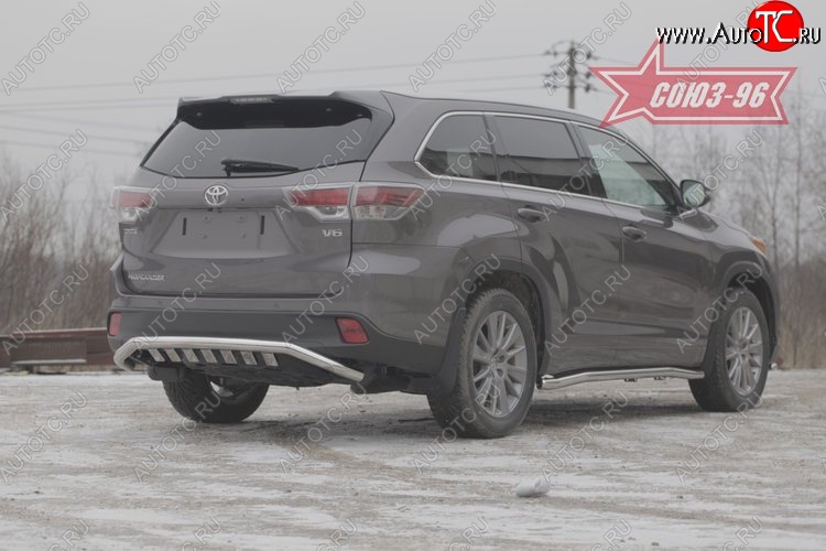 23 219 р. Защита заднего бампера с элементами из профиля Souz-96 (d60)  Toyota Highlander  XU50 (2013-2017) дорестайлинг  с доставкой в г. Пермь