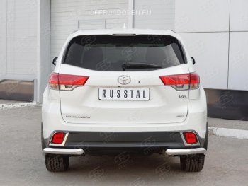 15 999 р. Защита заднего бампера (Ø63 мм уголки, нержавейка) SLITKOFF  Toyota Highlander  XU50 (2013-2017) дорестайлинг  с доставкой в г. Пермь. Увеличить фотографию 3