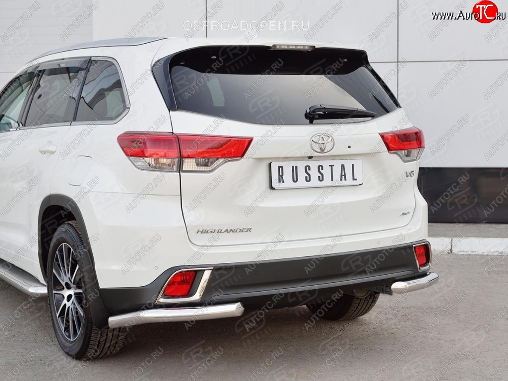 15 999 р. Защита заднего бампера (Ø63 мм уголки, нержавейка) SLITKOFF  Toyota Highlander  XU50 (2013-2017) дорестайлинг  с доставкой в г. Пермь
