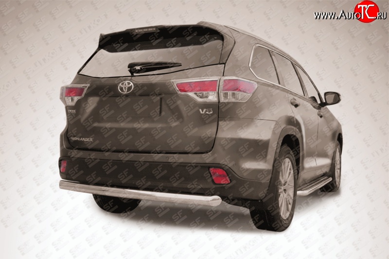 14 499 р. Защита заднего бампера из трубы диаметром 76 мм Slitkoff  Toyota Highlander  XU50 (2013-2017) дорестайлинг (Цвет: нержавеющая полированная сталь)  с доставкой в г. Пермь