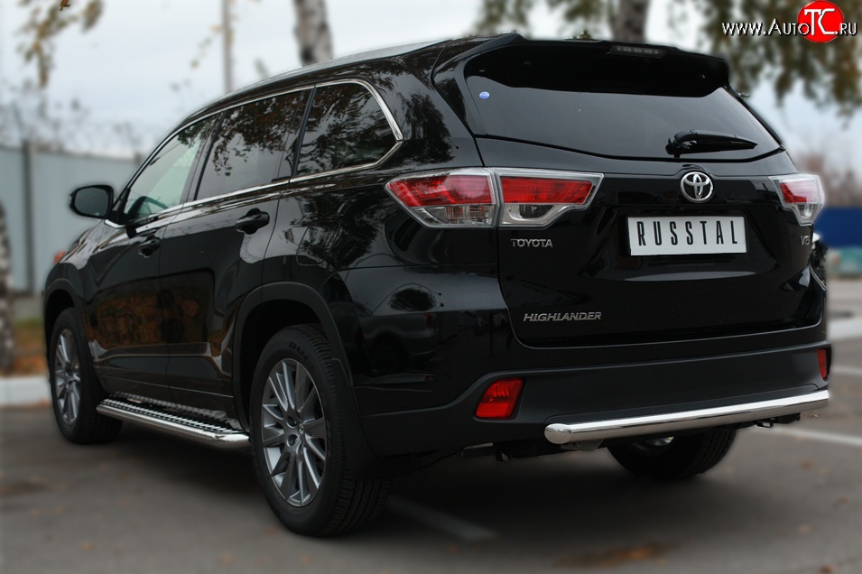 16 249 р. Защита заднего бампера (Ø63 мм, нержавейка) SLITKOFF  Toyota Highlander  XU50 (2013-2017) дорестайлинг  с доставкой в г. Пермь