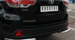 14 949 р. Защита заднего бампера (Ø63 мм уголки, нержавейка) SLITKOFF  Toyota Highlander  XU50 (2013-2017) дорестайлинг  с доставкой в г. Пермь. Увеличить фотографию 3