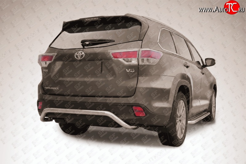12 999 р. Высокая защита заднего бампера (d57 мм) Slitkoff  Toyota Highlander  XU50 (2013-2017) дорестайлинг (полированная нержавейка)  с доставкой в г. Пермь