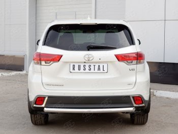 Защита заднего бампера (Ø63 мм, нержавейка) SLITKOFF Toyota Highlander  XU50 (2013-2017) дорестайлинг