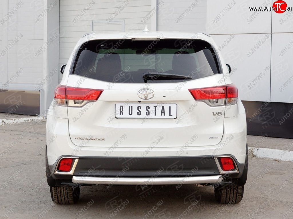 16 799 р. Защита заднего бампера (Ø63 мм, нержавейка) SLITKOFF  Toyota Highlander  XU50 (2013-2017) дорестайлинг  с доставкой в г. Пермь