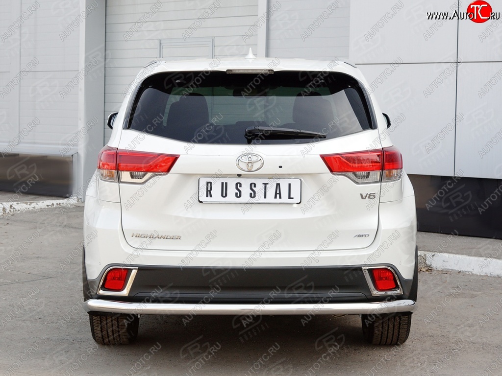 17 999 р. Защита заднего бампера (Ø63 мм, нержавейка) SLITKOFF  Toyota Highlander  XU50 (2016-2020) рестайлинг  с доставкой в г. Пермь