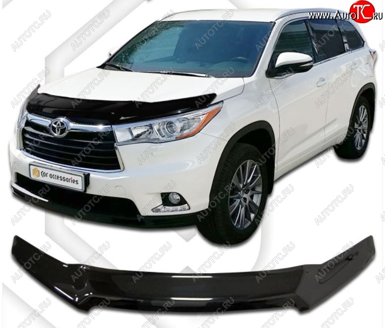 2 199 р. Дефлектор капота CA-Plastiс  Toyota Highlander  XU50 (2013-2020) дорестайлинг, рестайлинг (Classic черный, Без надписи)  с доставкой в г. Пермь