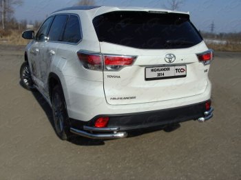 Защита заднего бампера (уголки двойные) ТСС 60,3/42,4 мм Toyota Highlander XU50 дорестайлинг (2013-2017)