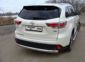 Защита заднего бампера (овальная) ТСС (нержавейка d75х42 мм) Toyota Highlander XU50 дорестайлинг (2013-2017)