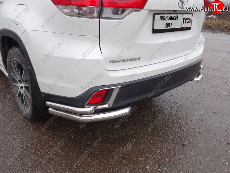 24 999 р. Защита заднего бампера (уголки двойные) ТСС 60,3/42,4 мм Toyota Highlander XU50 рестайлинг (2016-2020)  с доставкой в г. Пермь