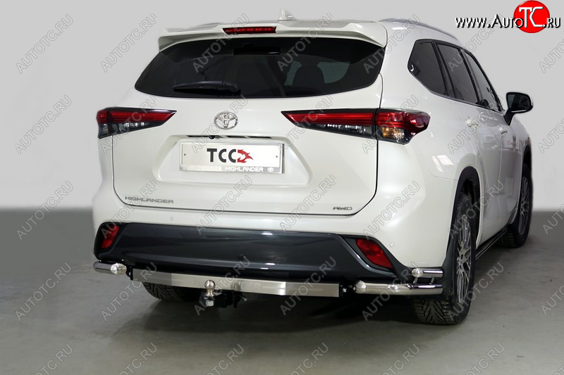 24 749 р. Защита заднего бампера (уголки двойные) ТСС 60,3/42,4 мм Toyota Highlander XU70 (2020-2025)  с доставкой в г. Пермь