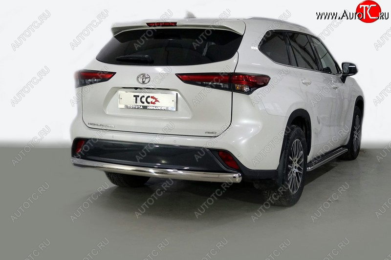 23 899 р. Защита заднего бампера (овальная) ТСС (нержавейка d75х42 мм) Toyota Highlander XU70 (2020-2025)  с доставкой в г. Пермь