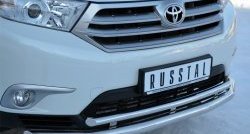 19 699 р. Защита переднего бампера (2 трубыØ63 и 42 мм, нержавейка) SLITKOFF  Toyota Highlander  XU40 (2010-2013) рестайлинг  с доставкой в г. Пермь. Увеличить фотографию 2