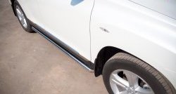 77 999 р. Защита порогов из круглой трубы диаметром 76 мм (рестайлинг) Russtal Toyota Highlander XU40 рестайлинг (2010-2013) (Защита порогов с со скосами на торцах (вариант 1))  с доставкой в г. Пермь. Увеличить фотографию 3