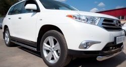 77 999 р. Защита порогов из круглой трубы диаметром 76 мм (рестайлинг) Russtal Toyota Highlander XU40 рестайлинг (2010-2013) (Защита порогов с со скосами на торцах (вариант 1))  с доставкой в г. Пермь. Увеличить фотографию 12